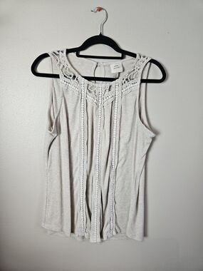 Knox Rose Cream Lace-Trim Sleeveless Tank